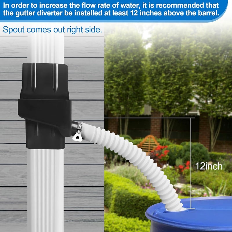 Pulems Downspout Rainwater Collection, Rain Barrel Diverter Kit Fits 2 “x 3’’ Standard Downspoutand, Rainwater Collection System-Black - Image 4